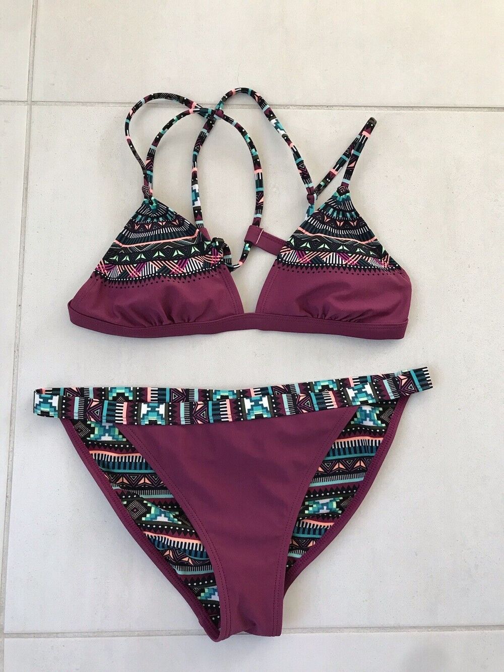 California Sunshine Swim Tribal Print Bikini Beach Summer Poolside Bohemian